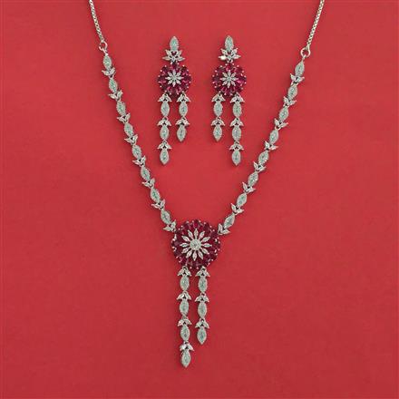 American Diamond Classic Necklace With Rhodium Plating