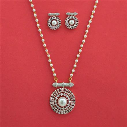 American Diamond Moti Pendant Set With 2 Tone Plating