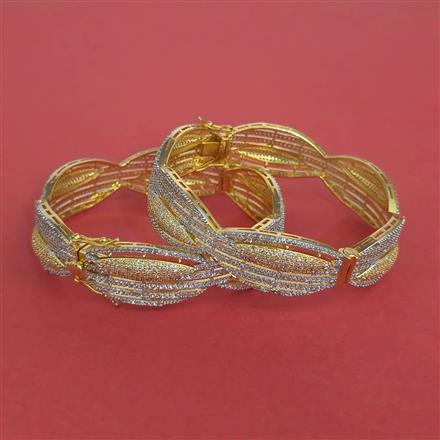 American Diamond Openable Bangles With 2 Tone Plating