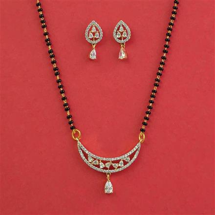 American Diamond Classic Mangalsutra With 2 Tone Plating Rhodium Plating