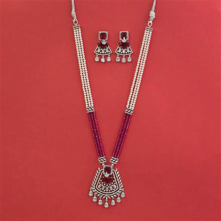 American Diamond Classic Pendant Set With Rhodium Plating