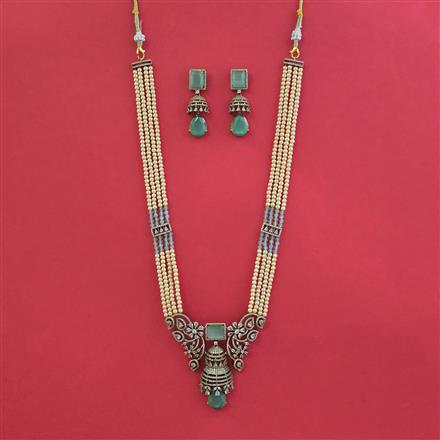 American Diamond Classic Pendant Set With Mehndi Plating