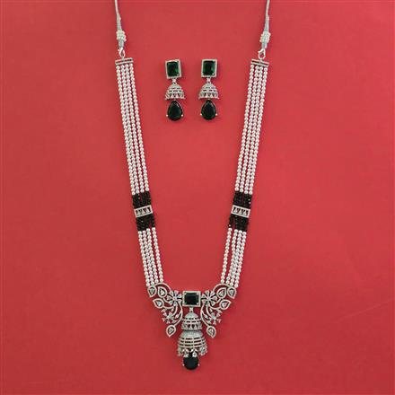 American Diamond Classic Pendant Set With Rhodium Plating