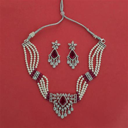 American Diamond Classic Necklace With Rhodium Plating