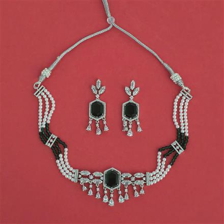 American Diamond Classic Necklace With Rhodium Plating