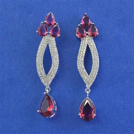 American Diamond Classic Earring with Rhodium Plating