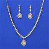 American Diamond Pearl Necklace with Rhodium Plating Mehndi Plating
