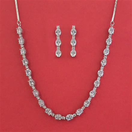 American Diamond Classic Necklace with Rhodium Plating