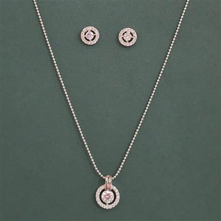 American Diamond Classic Pendant Set with Rhodium Plating