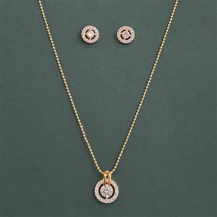 American Diamond Classic Pendant Set with 2 Tone Plating