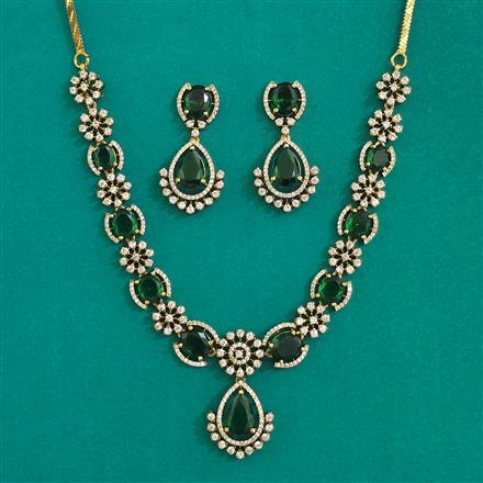 American Diamond Classic Necklace with Mehndi Plating