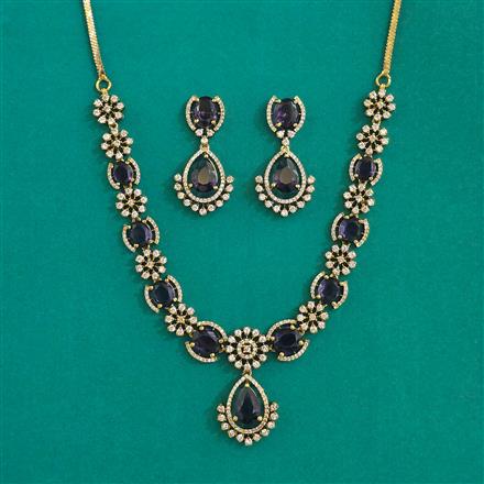 American Diamond Classic Necklace with Mehndi Plating