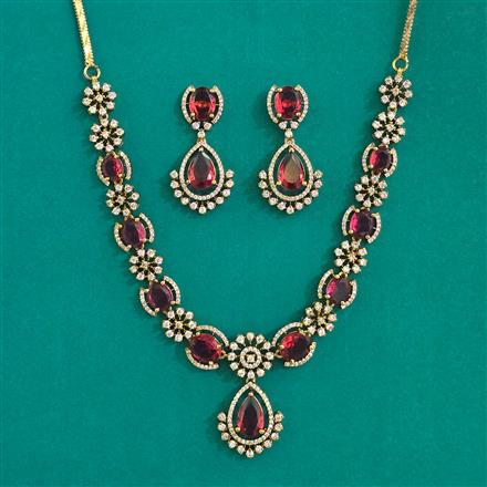 American Diamond Classic Necklace with Mehndi Plating