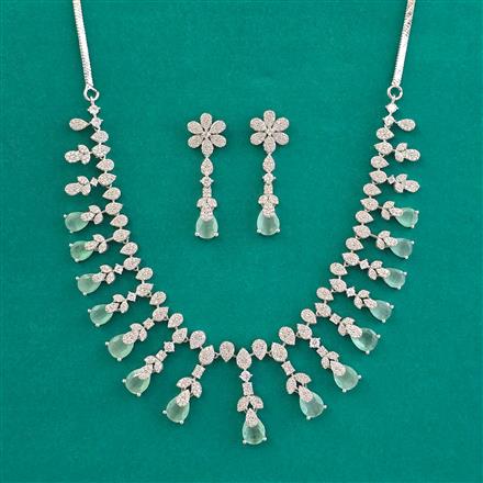 American Diamond Classic Necklace with Rhodium Plating