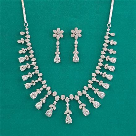 American Diamond Classic Necklace with Rhodium Plating