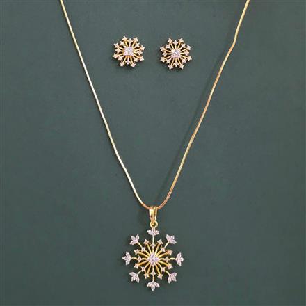 American Diamond Classic Pendant Set with 2 Tone Plating