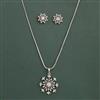 American Diamond Classic Pendant Set with Rhodium Plating
