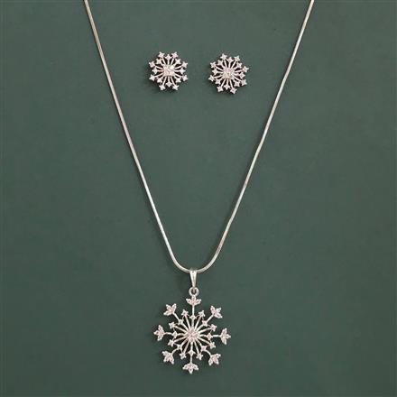 American Diamond Classic Pendant Set with Rhodium Plating