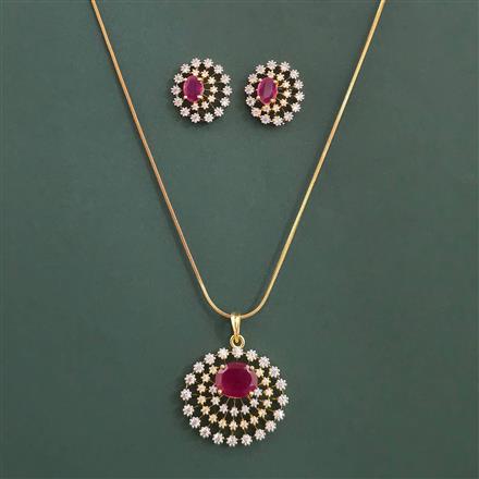 American Diamond Classic Pendant Set with 2 Tone Plating