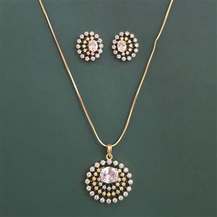American Diamond Classic Pendant Set with 2 Tone Plating