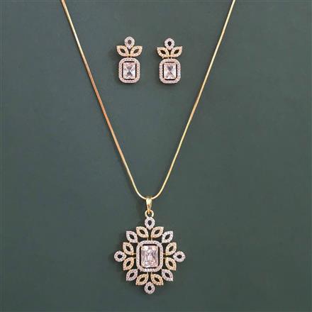 American Diamond Classic Pendant Set with 2 Tone Plating