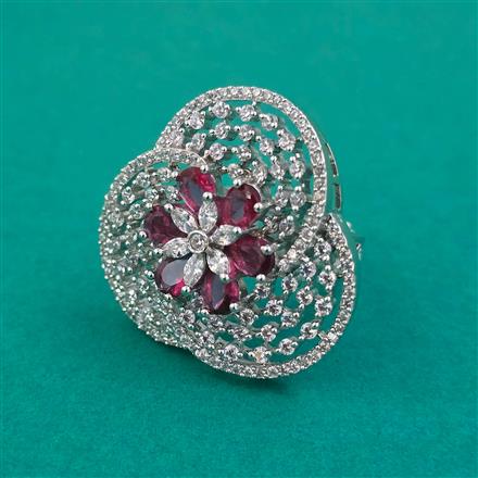 American Diamond Adjustable Ring with Rhodium Plating