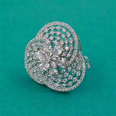 American Diamond Adjustable Ring with Rhodium Plating