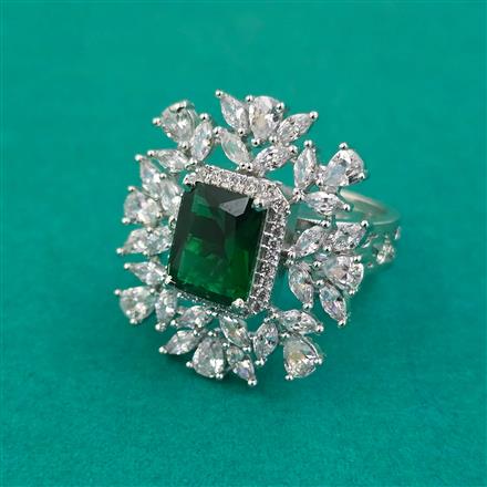 American Diamond Adjustable Ring with Rhodium Plating