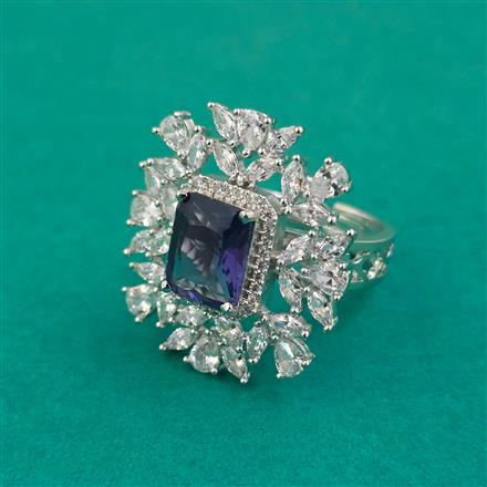 American Diamond Adjustable Ring with Rhodium Plating