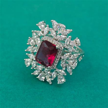 American Diamond Adjustable Ring with Rhodium Plating