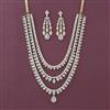 American Diamond 3 Line Necklace with Rhodium Plating 2 Tone Plating
