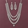 American Diamond 3 Line Necklace with Rhodium Plating 2 Tone Plating