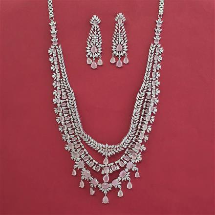 American Diamond Classic Necklace with Rhodium Plating