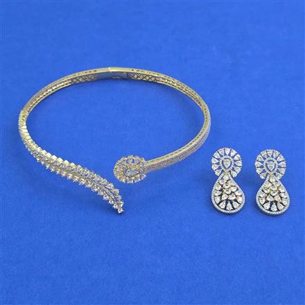 American Diamond Classic Necklace with Rhodium Plating 2 Tone Plating Mehndi Plating