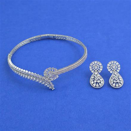 American Diamond Classic Necklace with Rhodium Plating 2 Tone Plating Mehndi Plating
