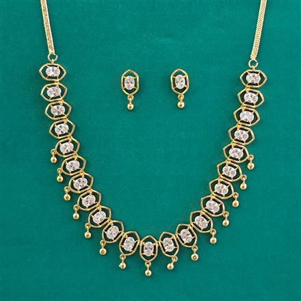 American Diamond Classic Necklace with Gold Plating