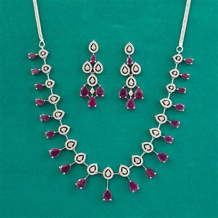 American Diamond Classic Necklace with Rhodium Plating