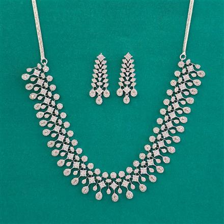 American Diamond Classic Necklace with Rhodium Plating 2 Tone Plating Mehndi Plating