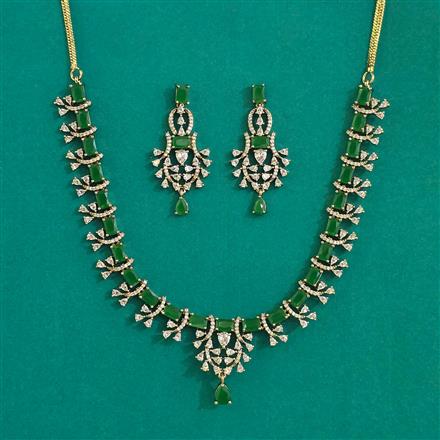American Diamond Classic Necklace with Mehndi Plating