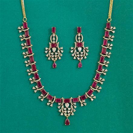 American Diamond Classic Necklace with Mehndi Plating