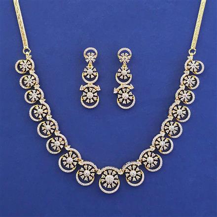 American Diamond Classic Necklace with Rhodium Plating 2 Tone Plating Mehndi Plating