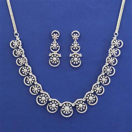 American Diamond Classic Necklace with Rhodium Plating 2 Tone Plating Mehndi Plating