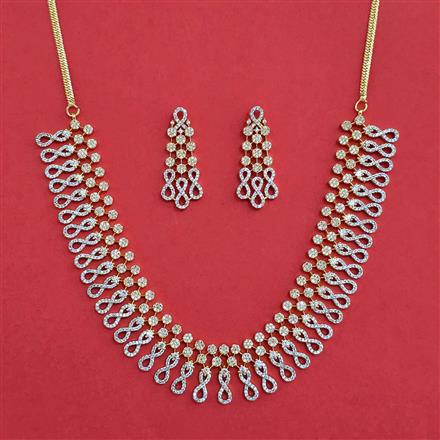 American Diamond Classic Necklace with Rhodium Plating 2 Tone Plating Mehndi Plating