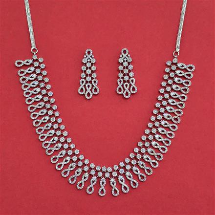 American Diamond Classic Necklace with Rhodium Plating 2 Tone Plating Mehndi Plating