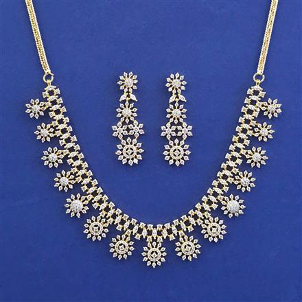 American Diamond Classic Necklace with Rhodium Plating 2 Tone Plating Mehndi Plating