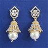 American Diamond Jhumki with Rhodium Plating 2 Tone Plating Mehndi Plating