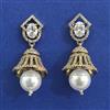 American Diamond Jhumki with Rhodium Plating 2 Tone Plating Mehndi Plating