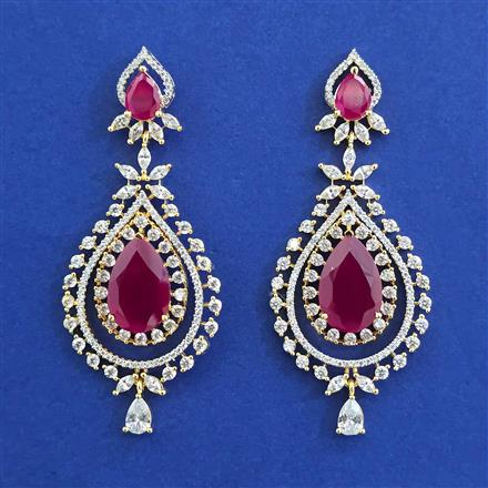 American Diamond Long Earring with 2 Tone Plating