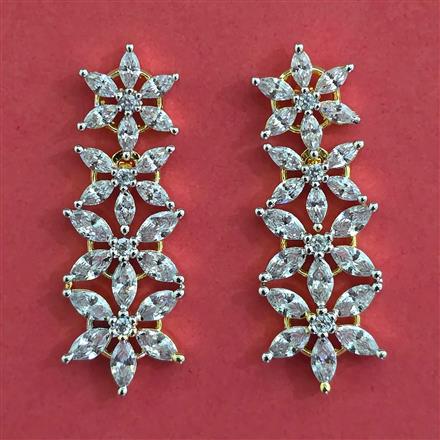 American Diamond Classic Earring with Rhodium Plating 2 Tone Plating Mehndi Plating