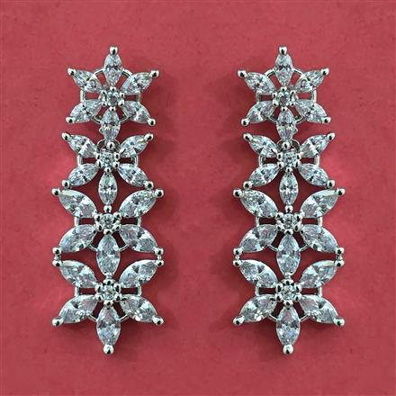 American Diamond Classic Earring with Rhodium Plating 2 Tone Plating Mehndi Plating